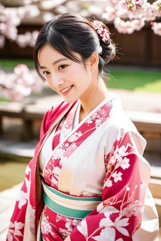 伝統的な和装の女性の生成例