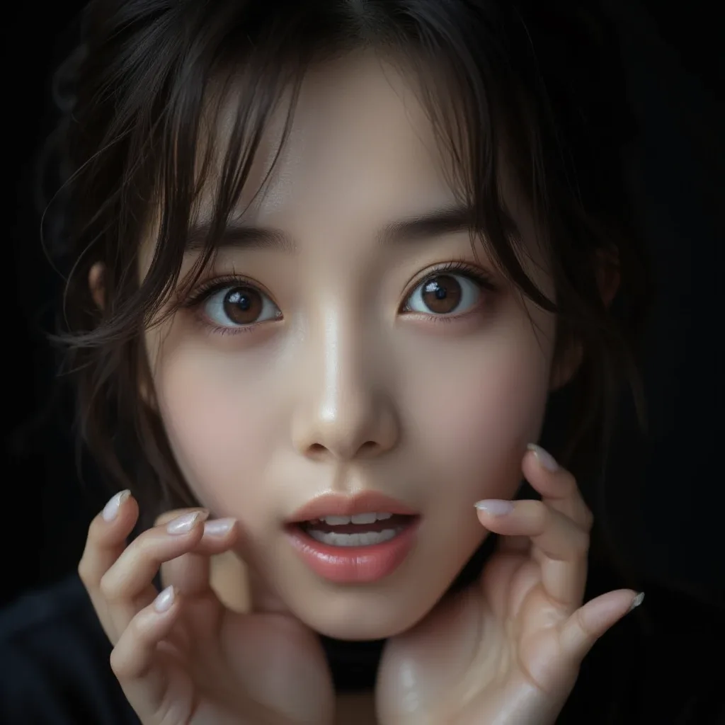 surprised face：驚いた顔の生成例