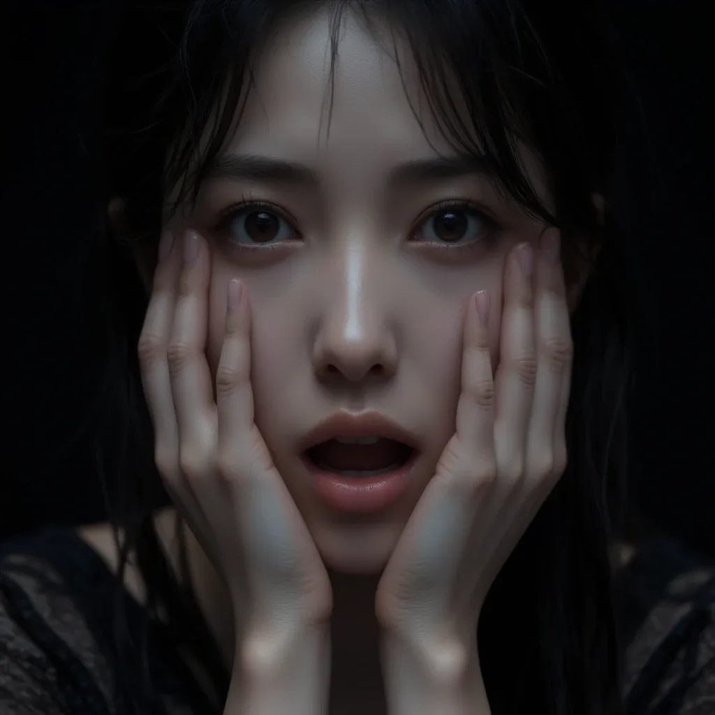 shocked face：ショックを受けた表情の生成例