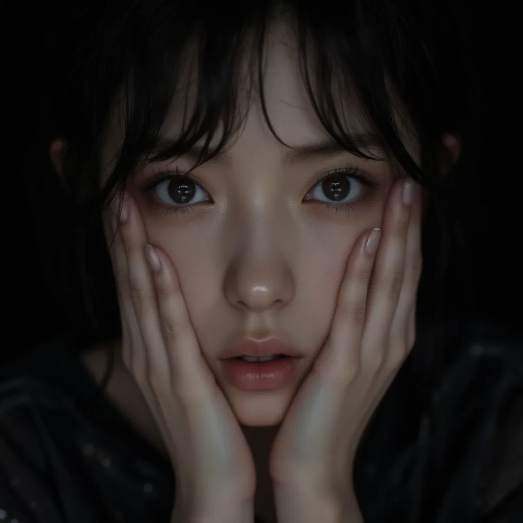 shocked face：ショックを受けた表情の生成例
