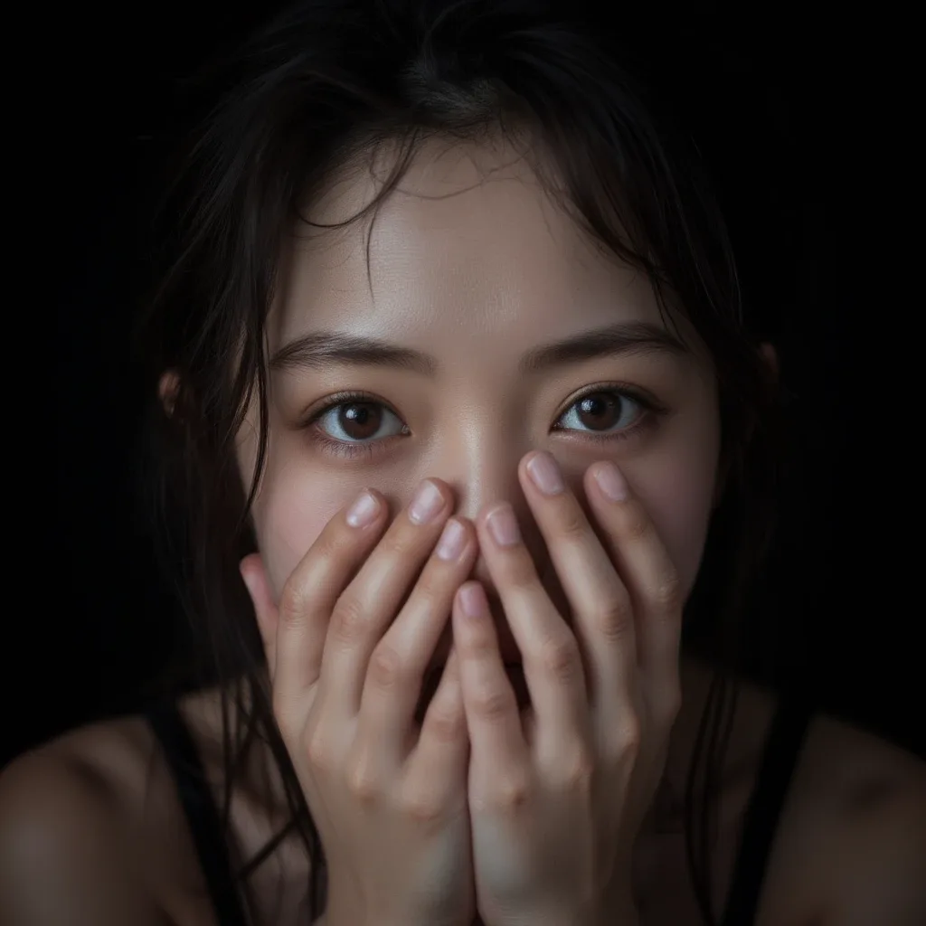 shocked face：ショックを受けた表情の生成例