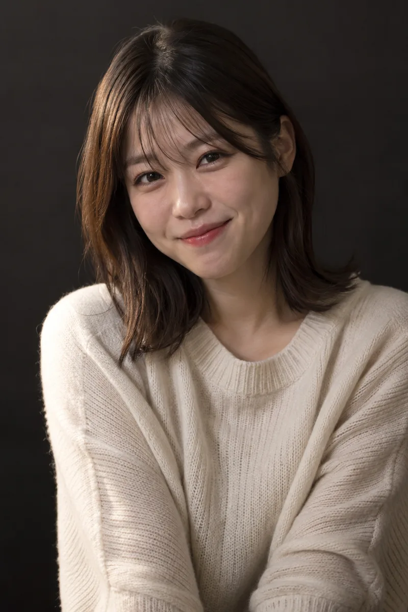 はにかみ笑顔の生成例