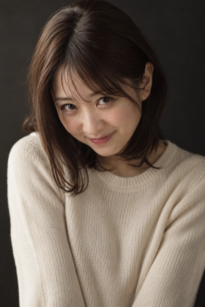 照れながら上目遣いの生成例
