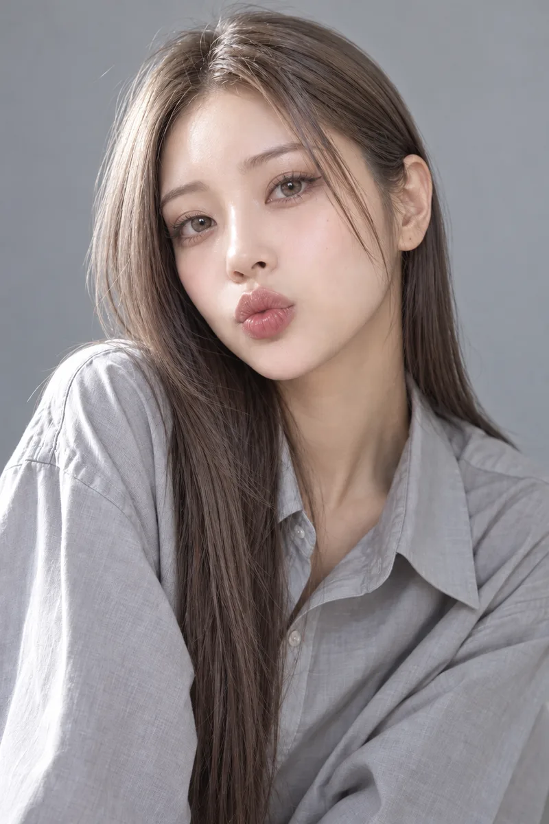 唇を突き出すの生成例