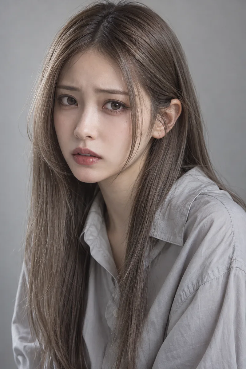 不安そうな顔の生成例