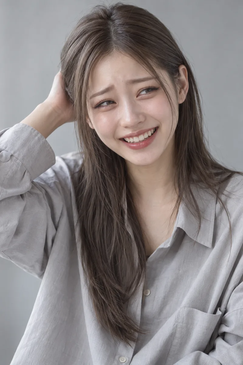 苦笑いの生成例