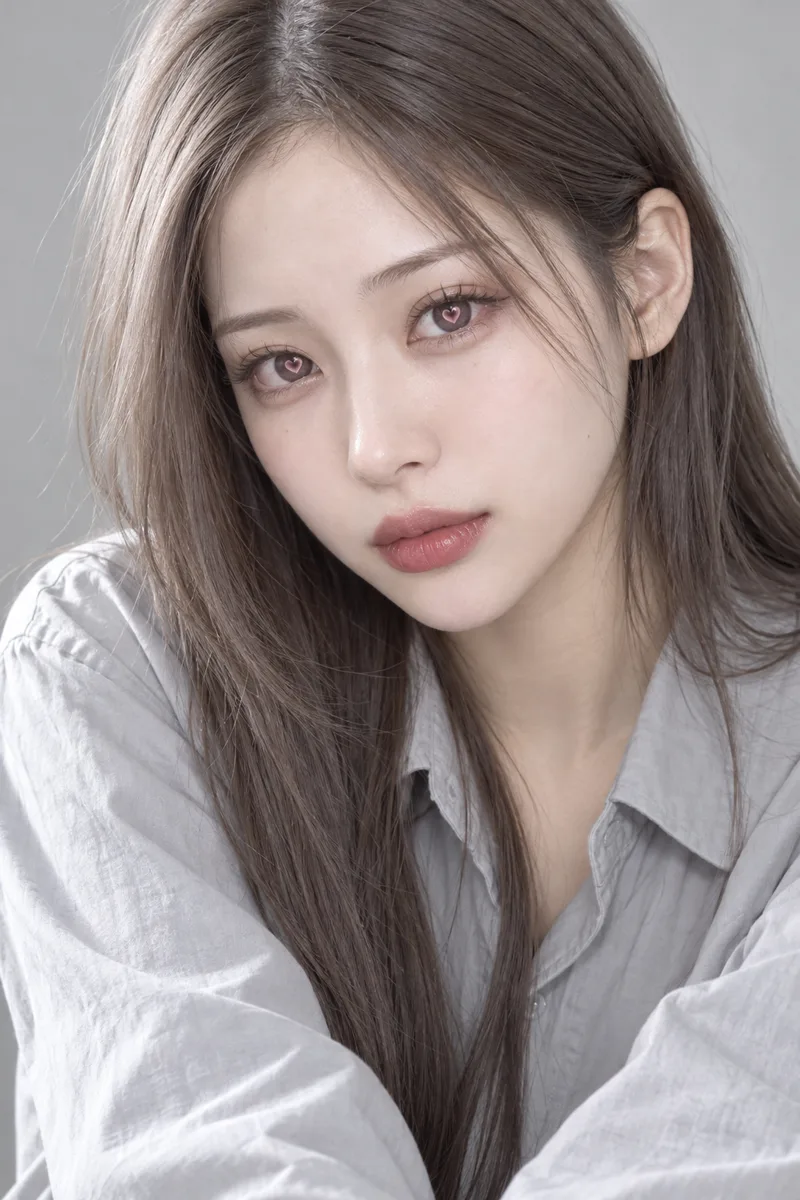 heart-shaped pupils, large clearly visible pink heart shapes in the center of both irisesで生成した例（2枚目）