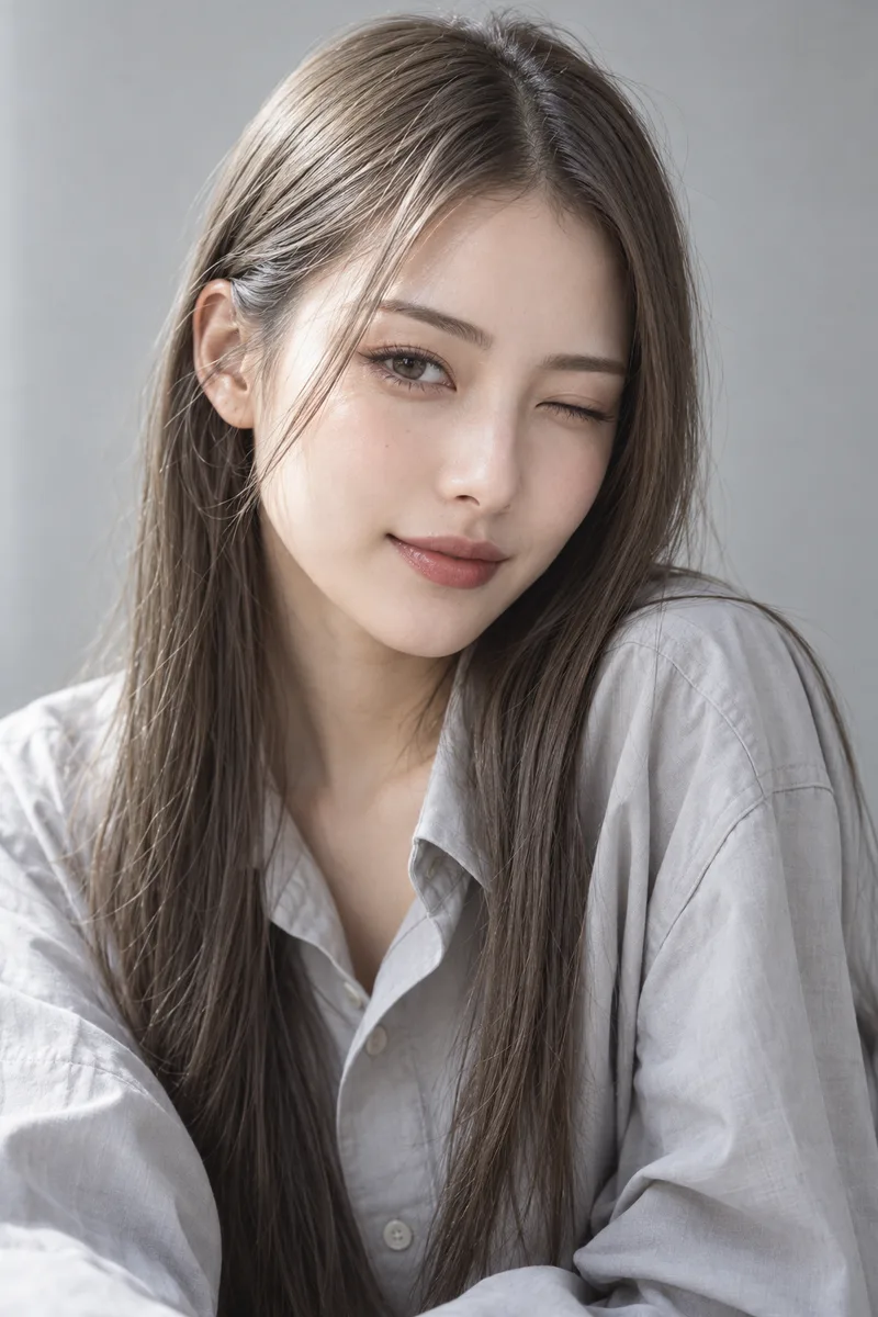 winking with her right eye closed and her left eye openで生成した例（4枚目）