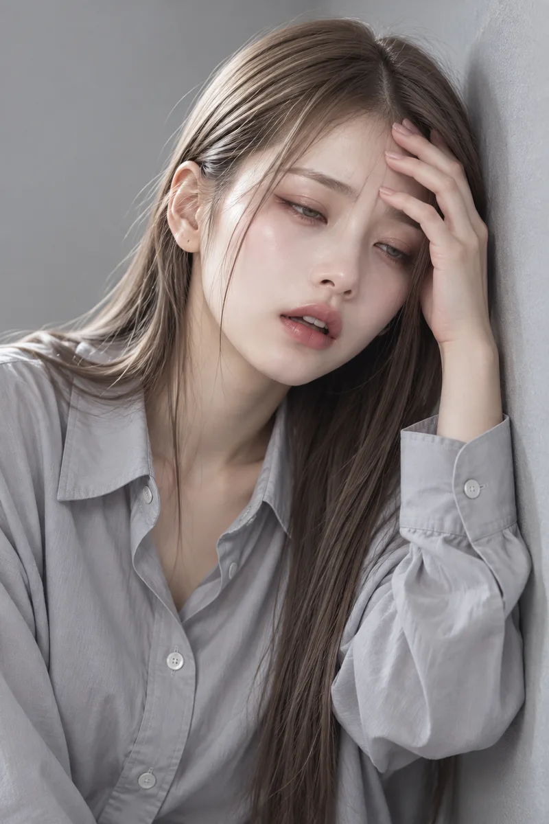 壁にもたれてふらつくの生成例