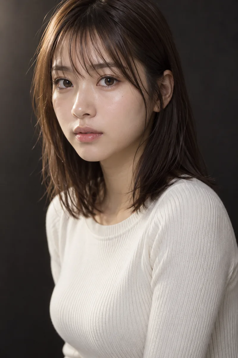 口を閉じた真顔の生成例