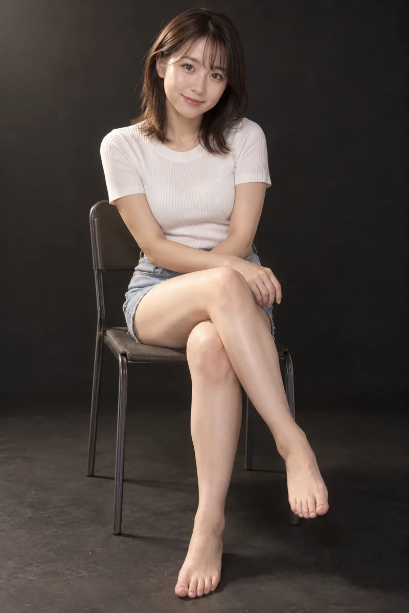 sitting on a chair with crossed legs を足して生成した例（4枚目）