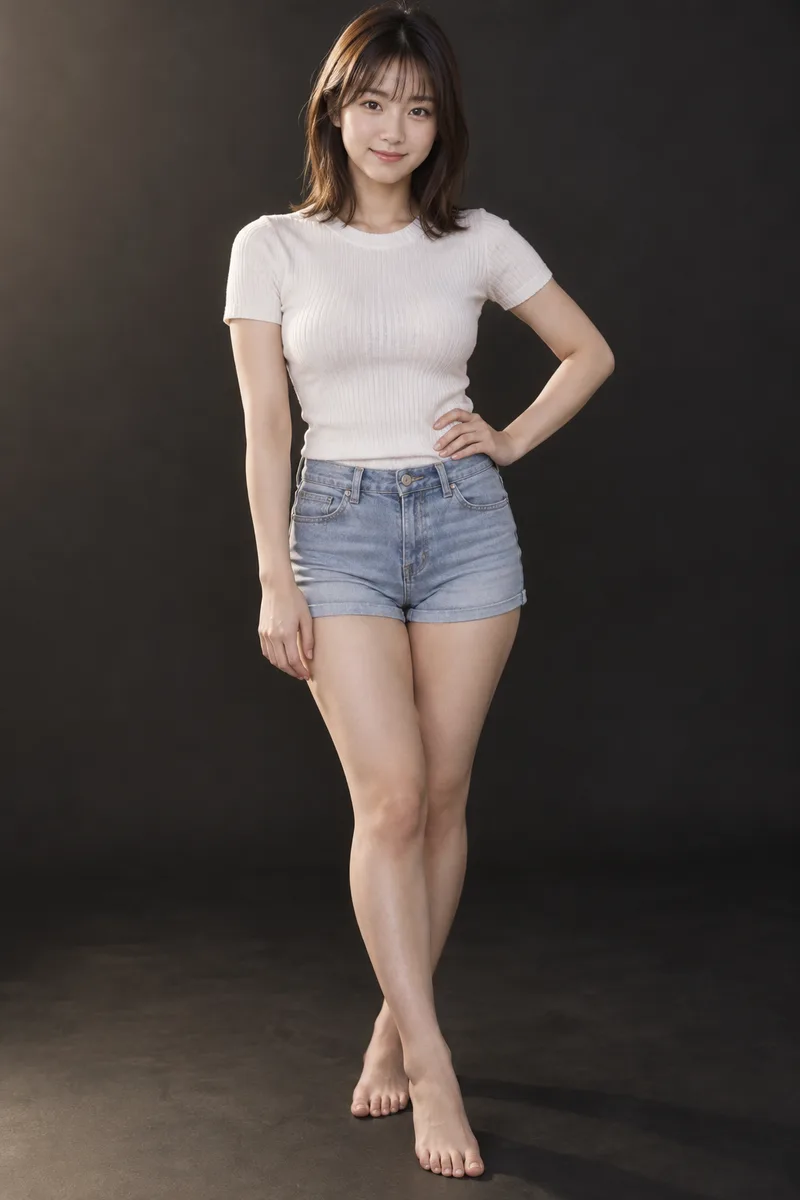 standing with one hand on her hip を足して生成した例（2枚目）