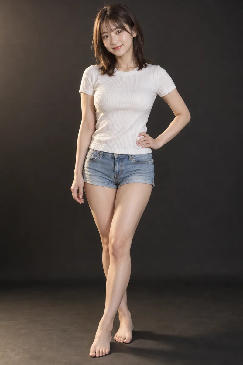 standing with one hand on her hip を足して生成した例（3枚目）