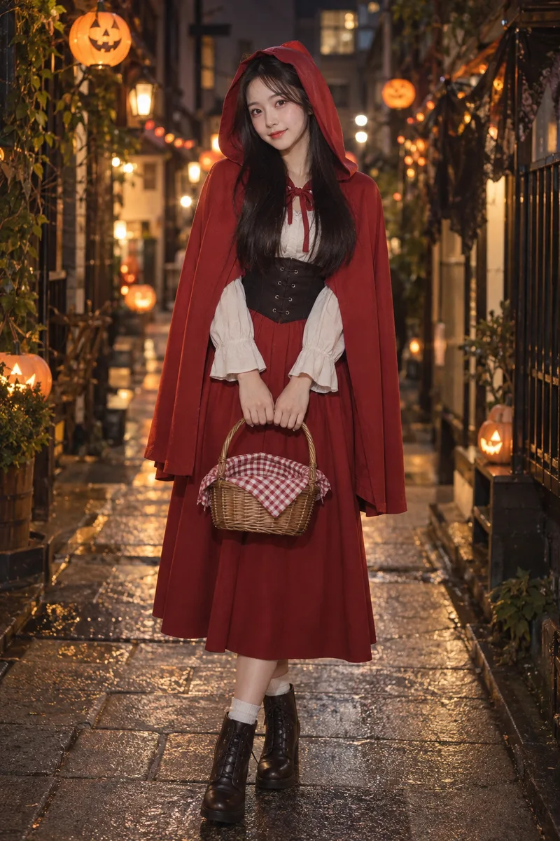 dressed as Little Red Riding Hood for Halloween を足して生成した例（3枚目）