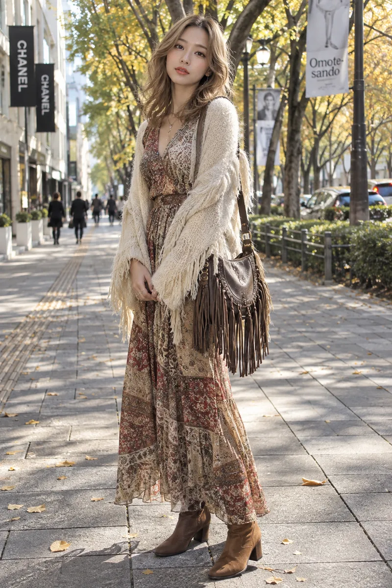 dressed in bohemian fashion を足して生成した例（2枚目）