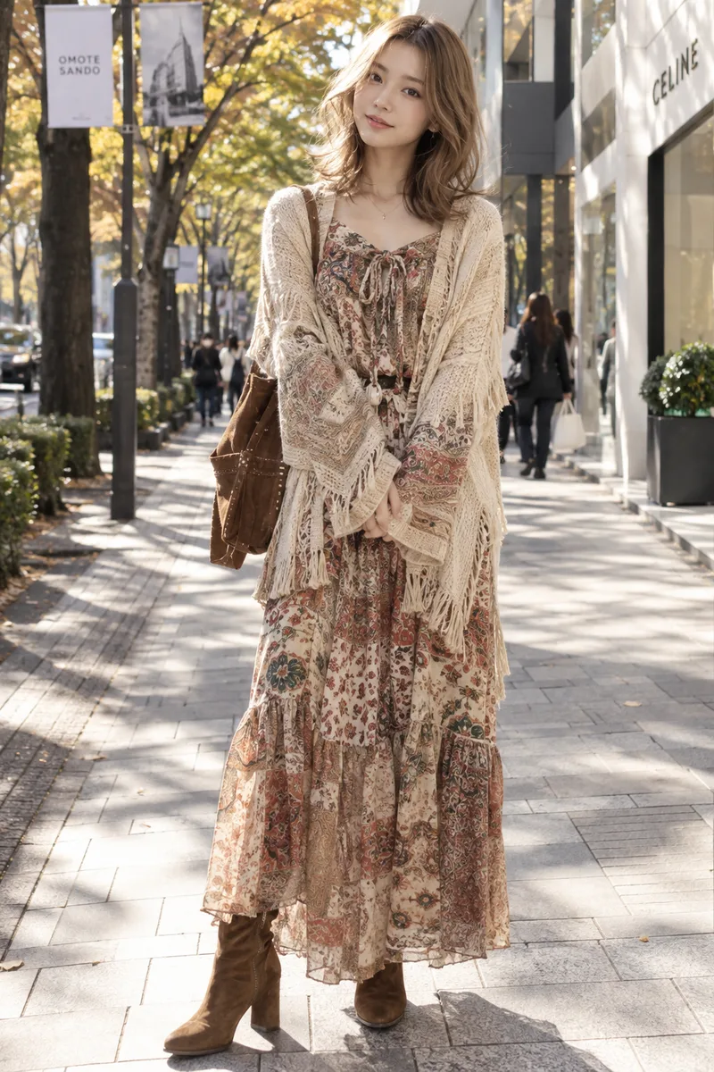 dressed in bohemian fashion を足して生成した例（3枚目）