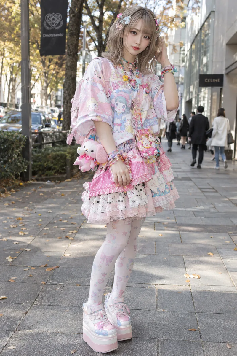 dressed in Harajuku decora fashion を足して生成した例（2枚目）