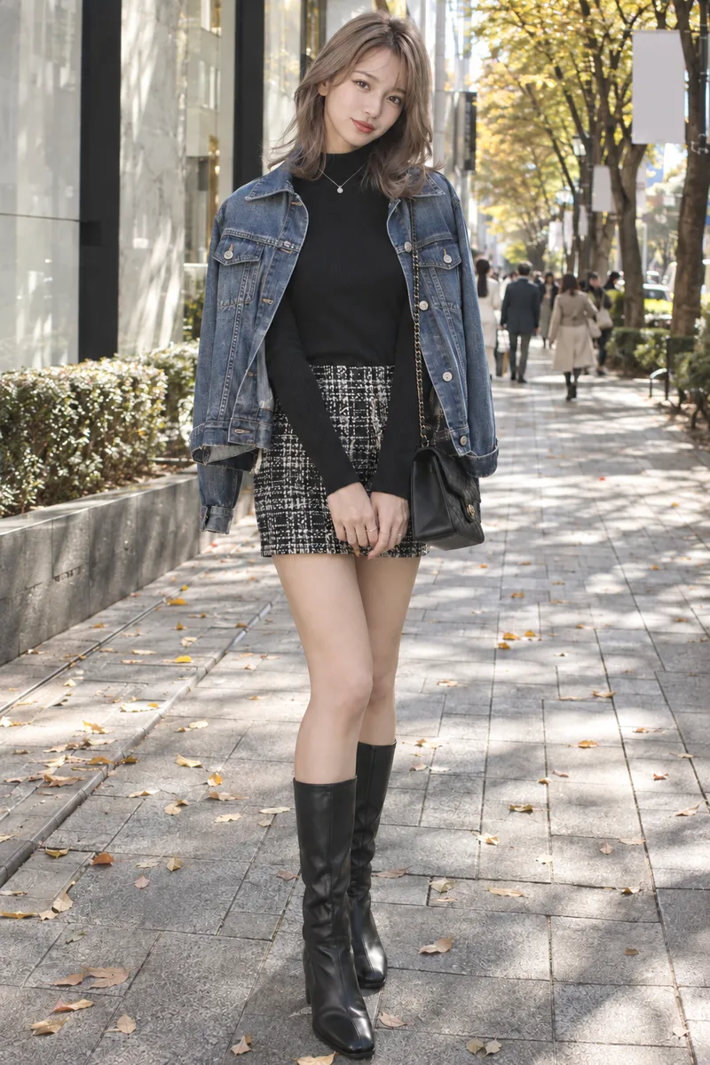 wearing a denim jacket を足して生成した例（4枚目）