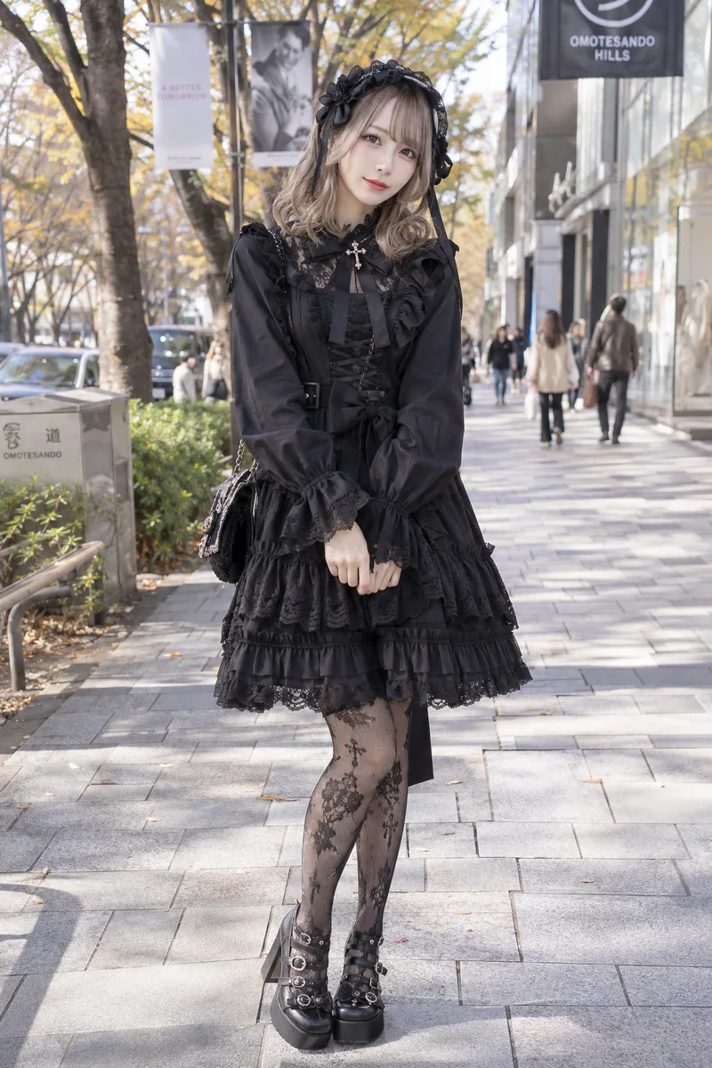 dressed in gothic lolita fashion を足して生成した例（2枚目）
