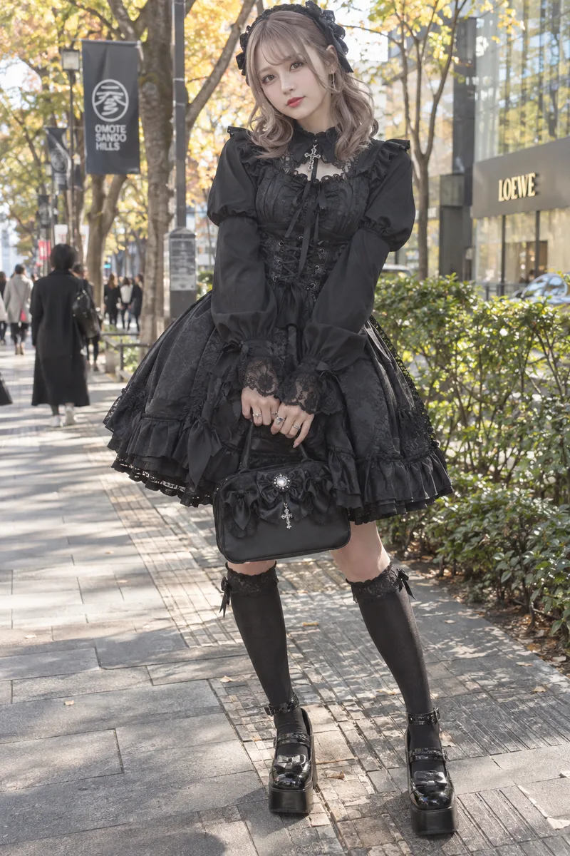 dressed in gothic lolita fashion を足して生成した例（3枚目）