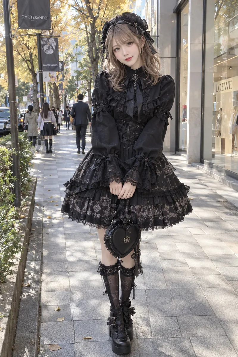 dressed in gothic lolita fashion を足して生成した例（4枚目）
