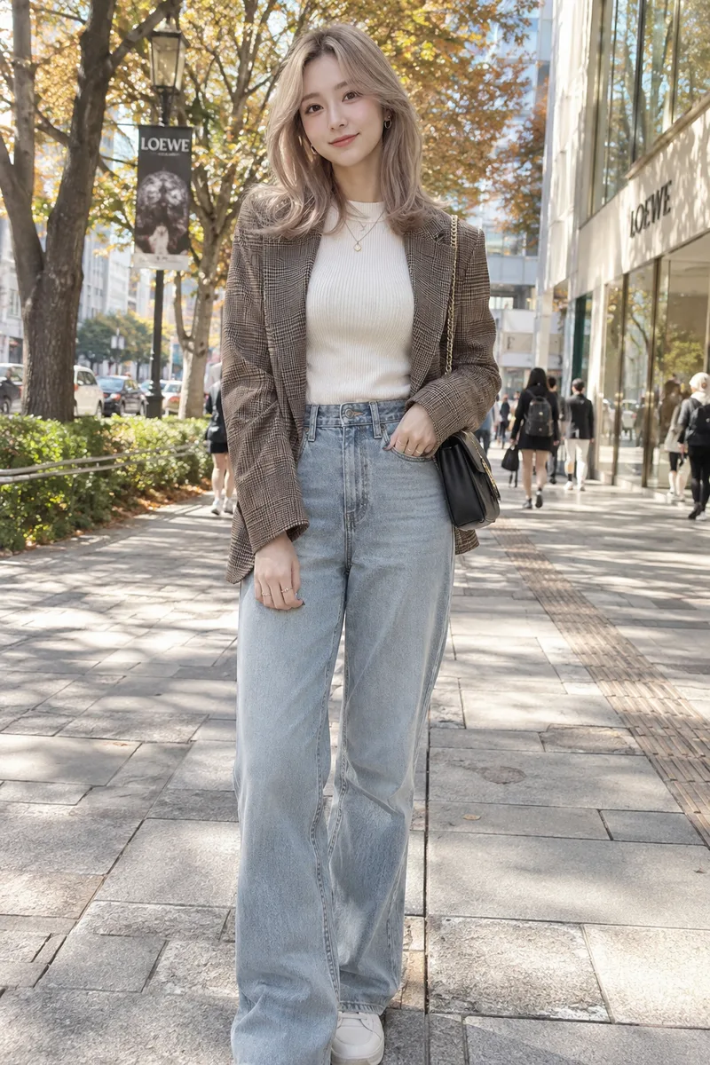 wearing high-waisted jeans を足して生成した例（2枚目）