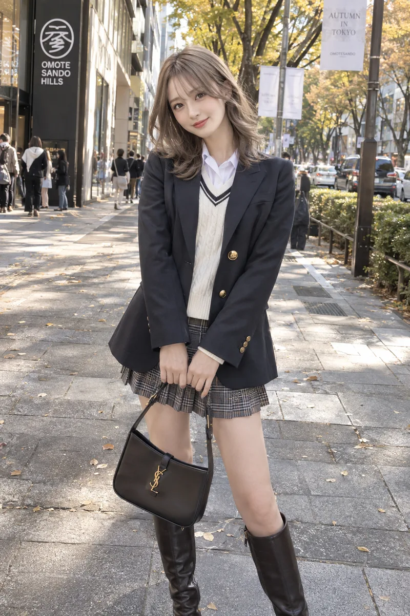 dressed in preppy fashion を足して生成した例（4枚目）