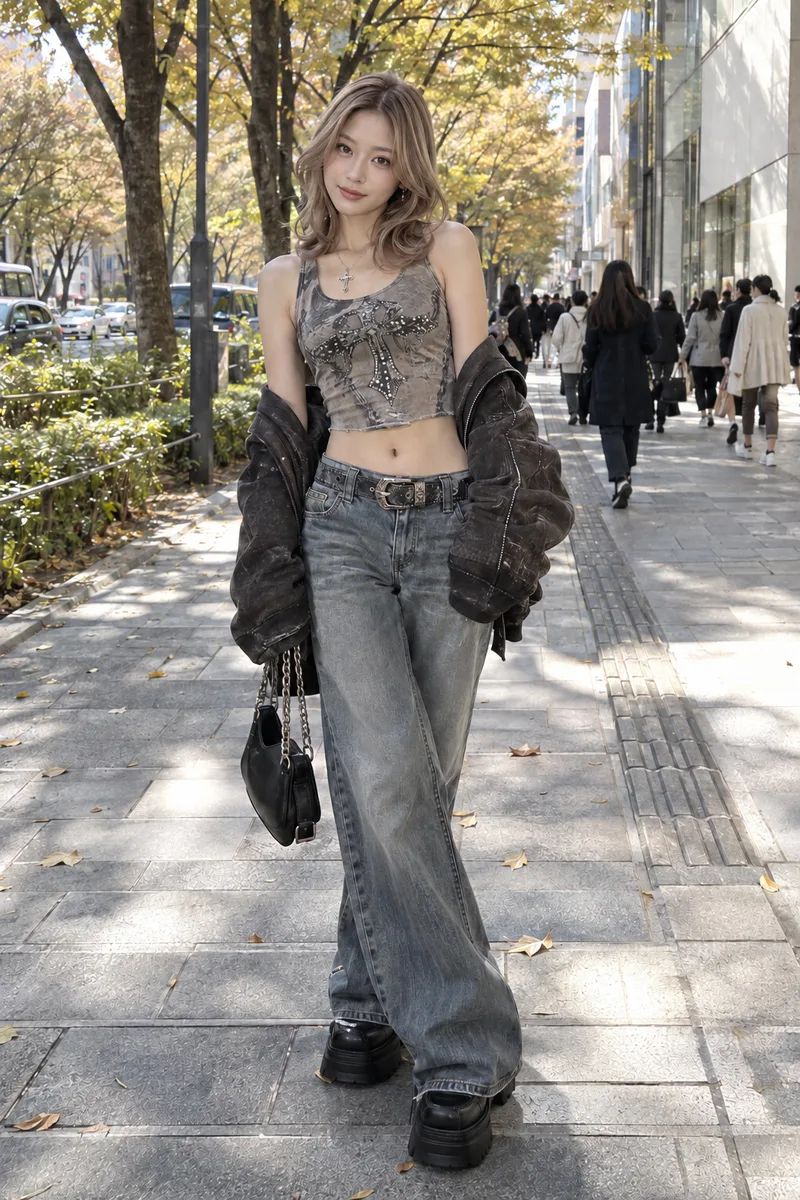 dressed in Y2K fashion を足して生成した例（2枚目）