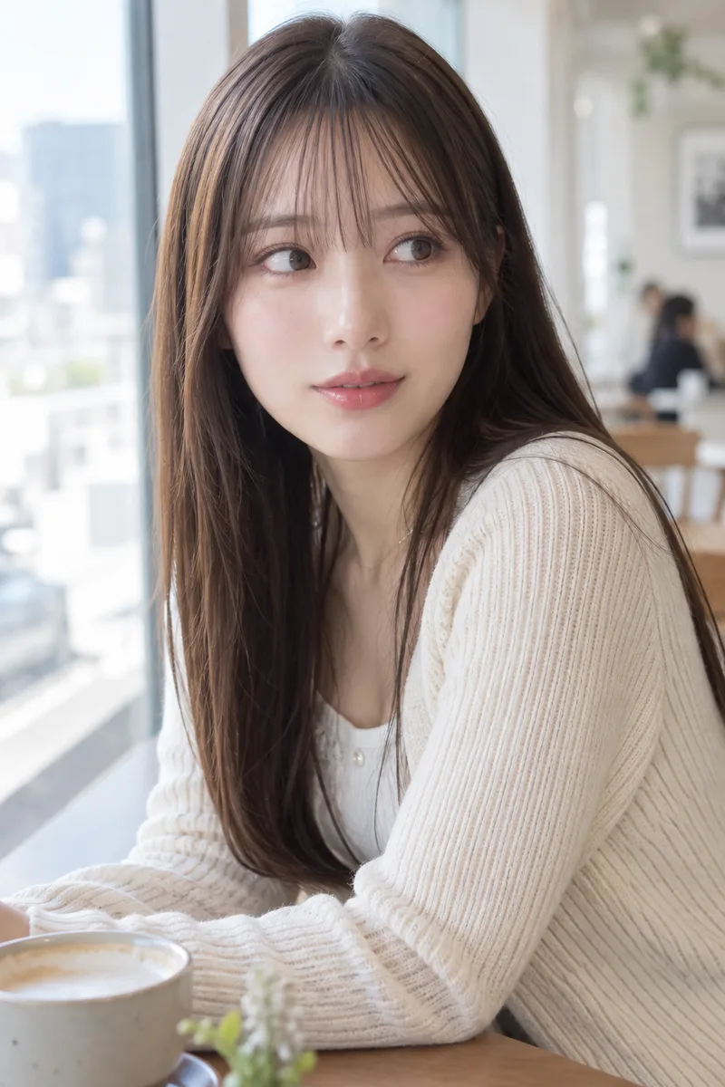 顔はそのまま目線だけ外すの生成例
