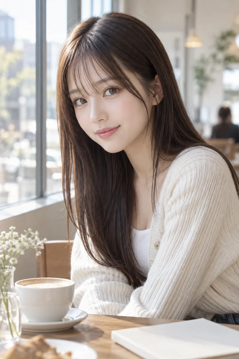 stealing a quick glance at the camera を足して生成した例（3枚目）