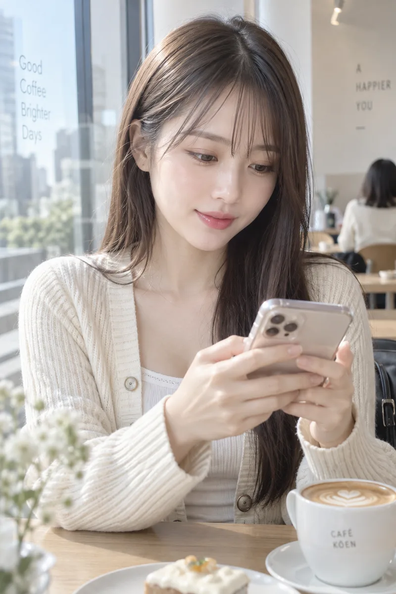 スマホを見るの生成例