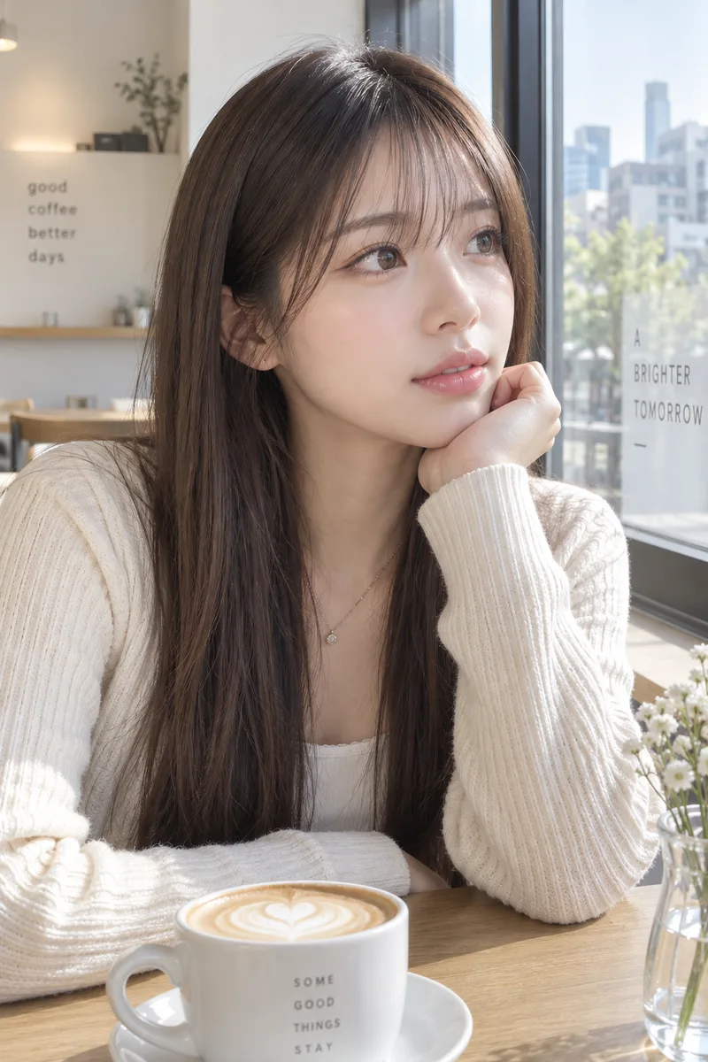 looking into the distance を足して生成した例（4枚目）