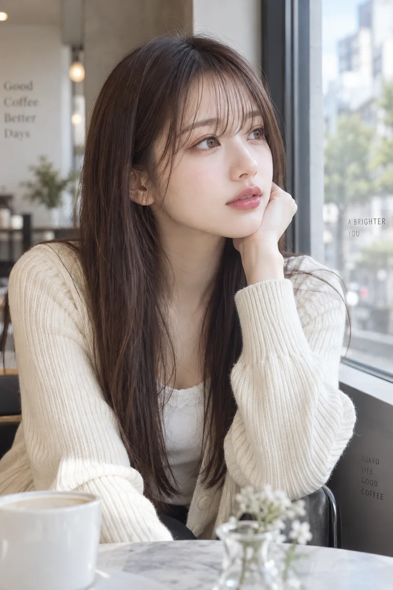 窓の外を見るの生成例