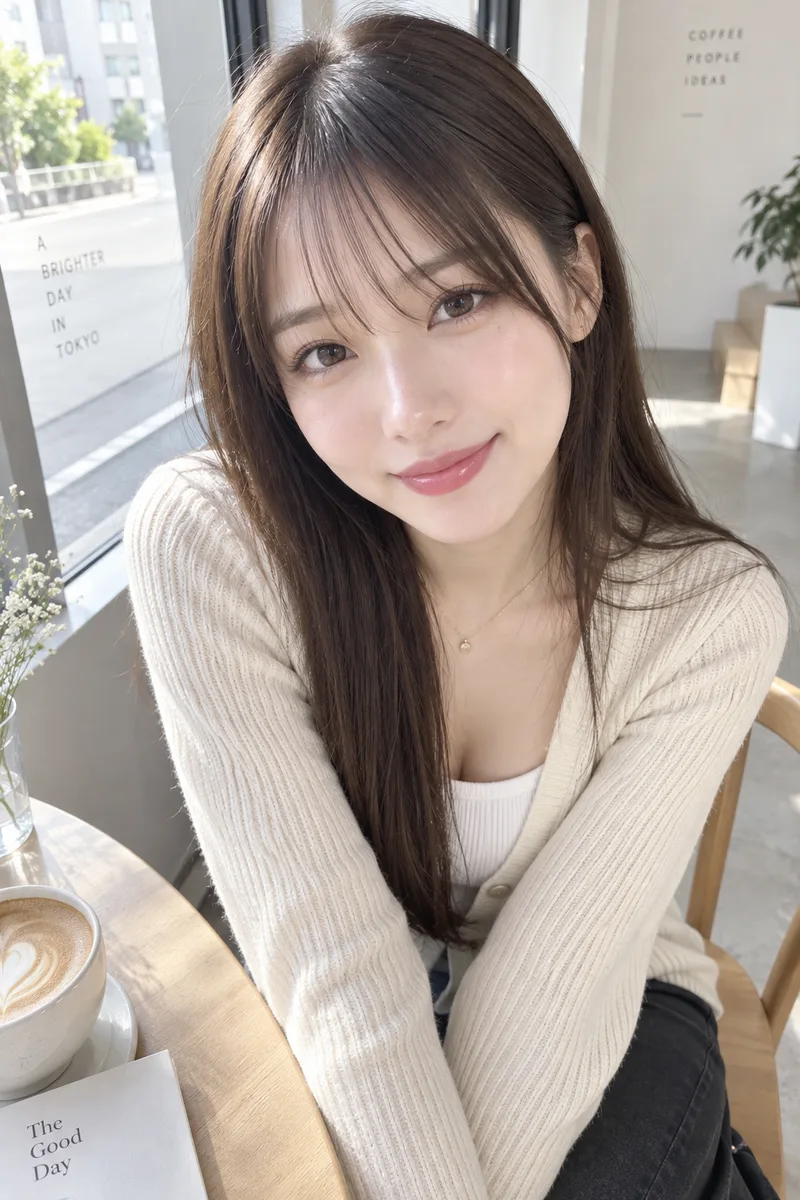 looking up at the viewer を足して生成した例（3枚目）