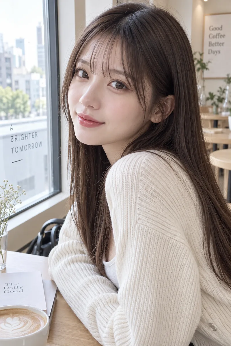 looking back over her shoulder at the camera を足して生成した例（4枚目）