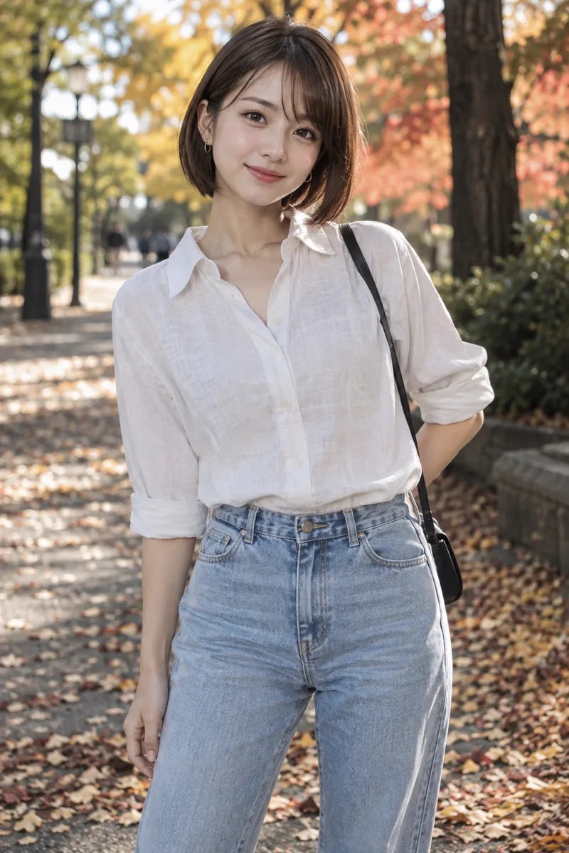 in a park in autumn を足して生成した例（2枚目）