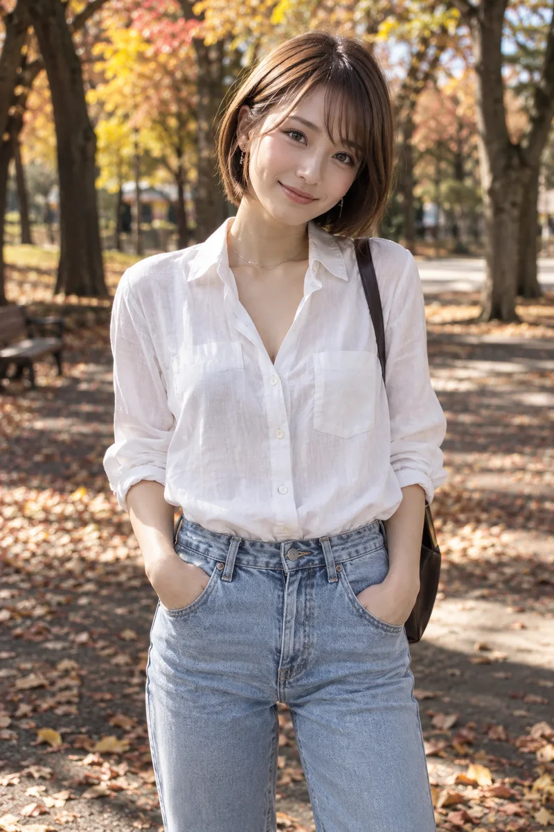 in a park in autumn を足して生成した例（4枚目）