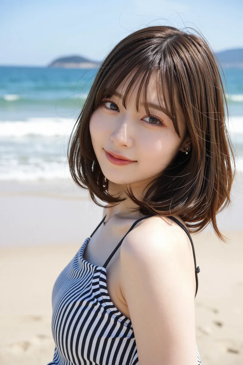 on a beach を足して生成した例（3枚目）