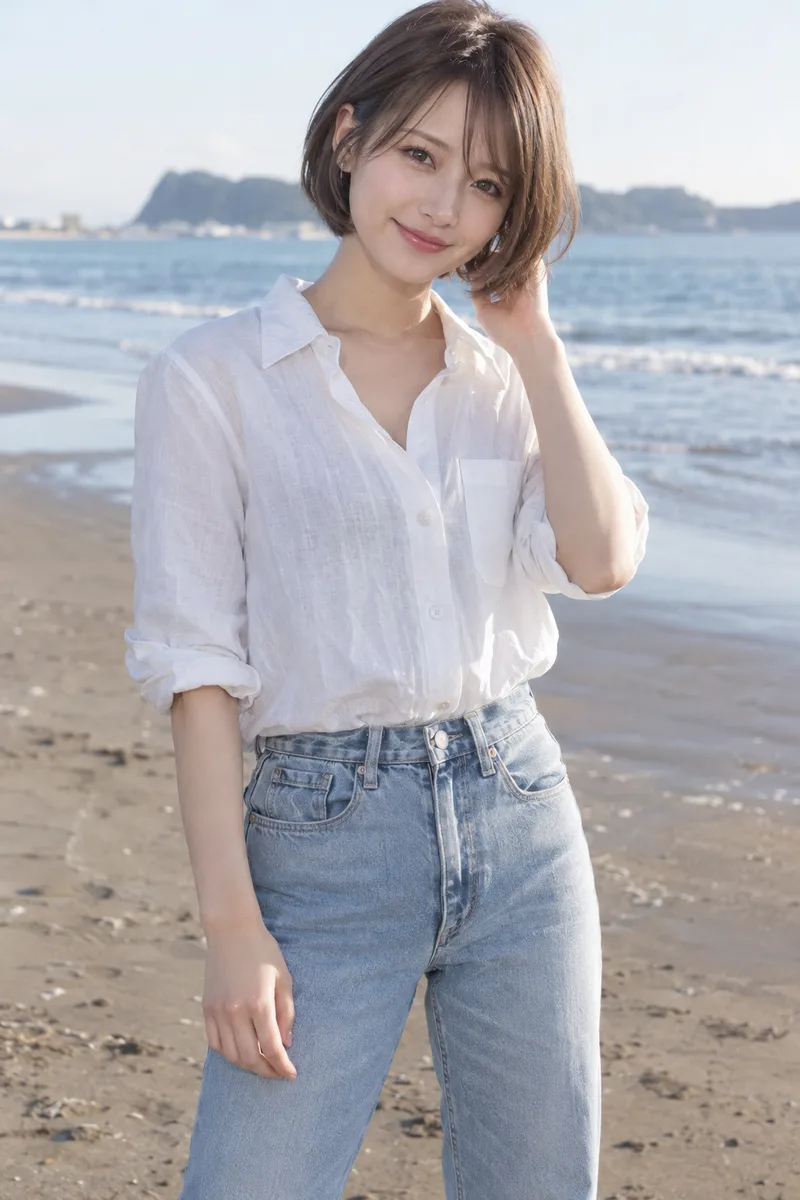 on a beach を足して生成した例（2枚目）