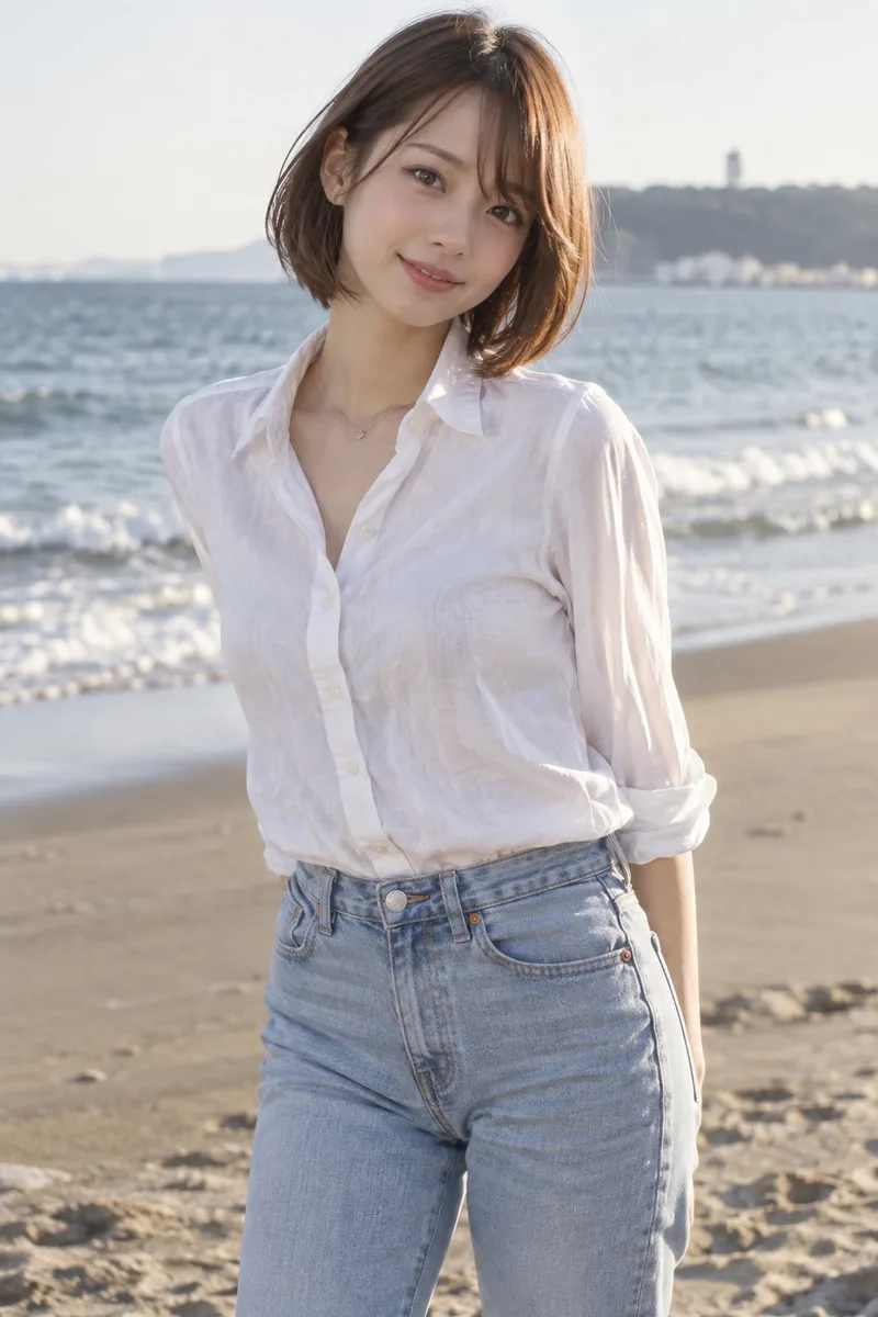 on a beach を足して生成した例（4枚目）