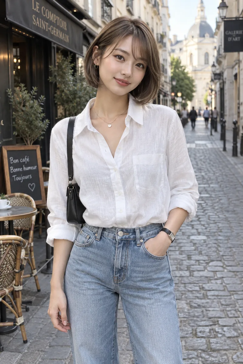 on a cobblestone street in Europe を足して生成した例（3枚目）
