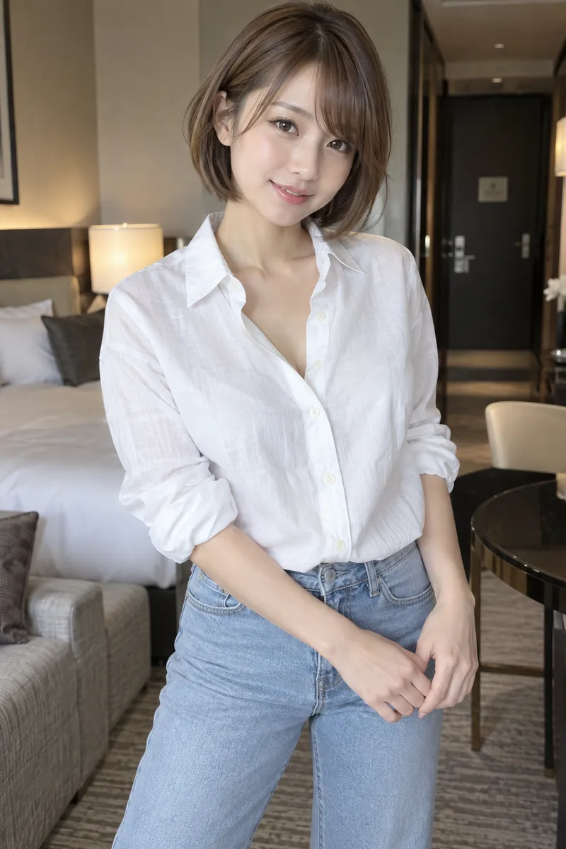 in a luxury hotel room を足して生成した例（4枚目）