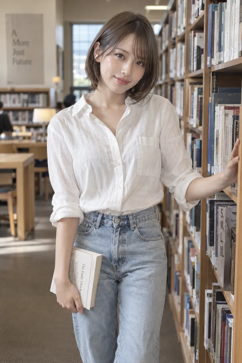 in a library を足して生成した例（2枚目）