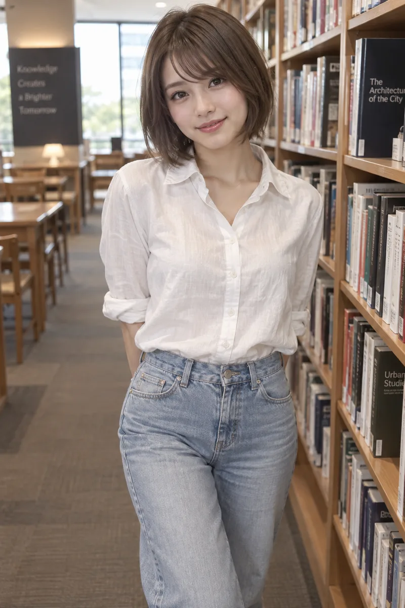 in a library を足して生成した例（4枚目）