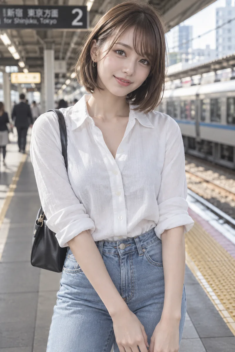 on a train station platform を足して生成した例（2枚目）