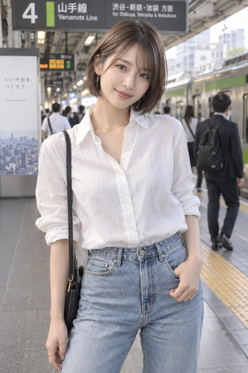 on a train station platform を足して生成した例（4枚目）