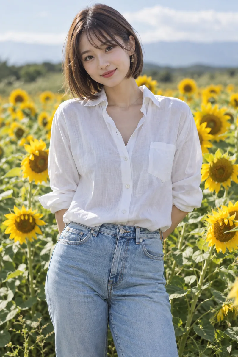 in a sunflower field を足して生成した例（2枚目）