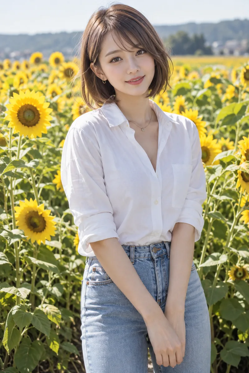 in a sunflower field を足して生成した例（3枚目）