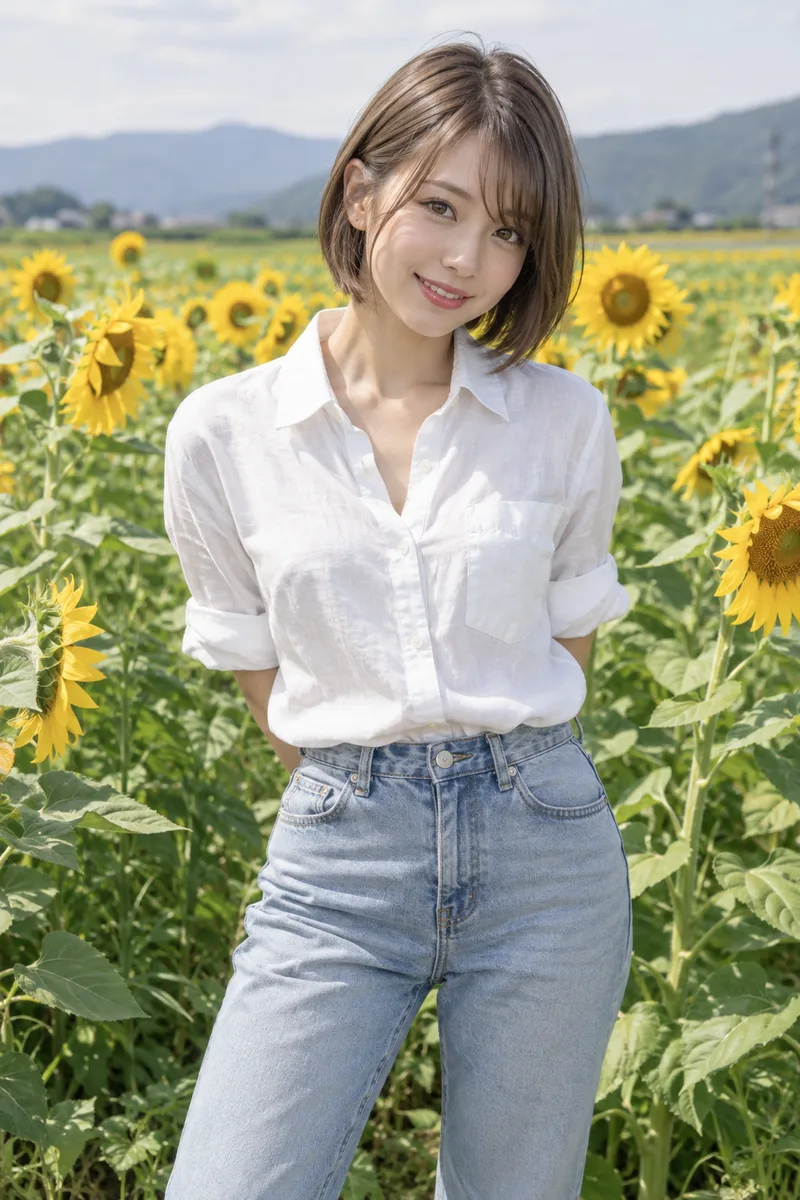in a sunflower field を足して生成した例（4枚目）
