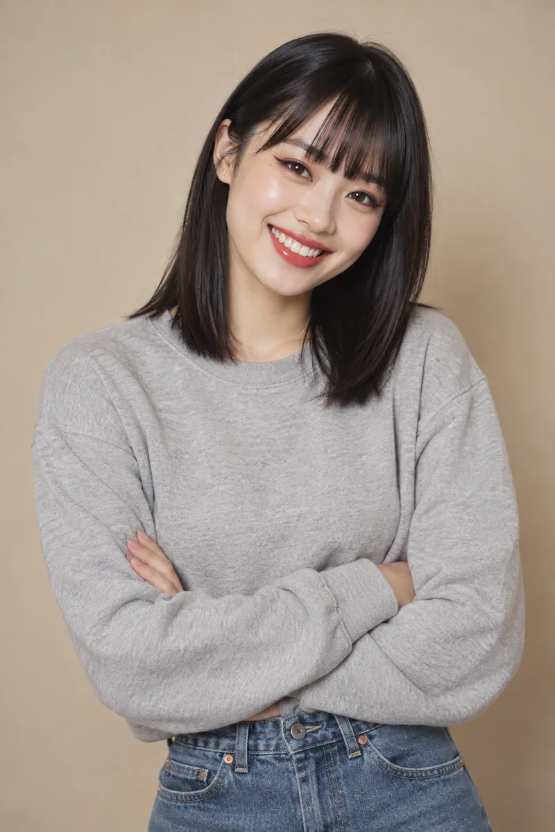 笑顔で腕組みの生成例